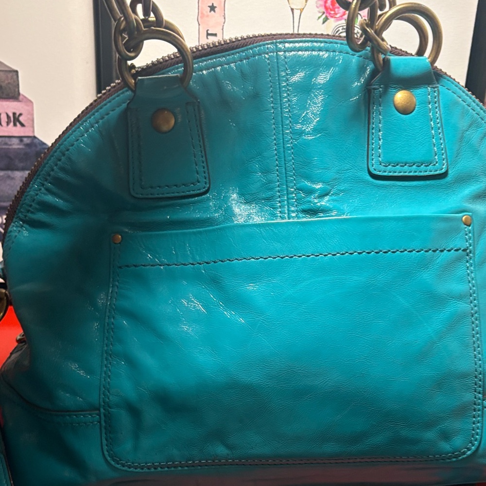 Coach Legacy Francine Satchel and Kisslock Turnlock Wallet Patent Turquoise 2008 - Picture 15 of 17